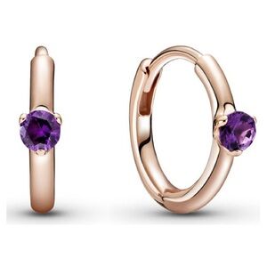 Pandora Rose Gold Hoop Earrings with Purple Gemstone